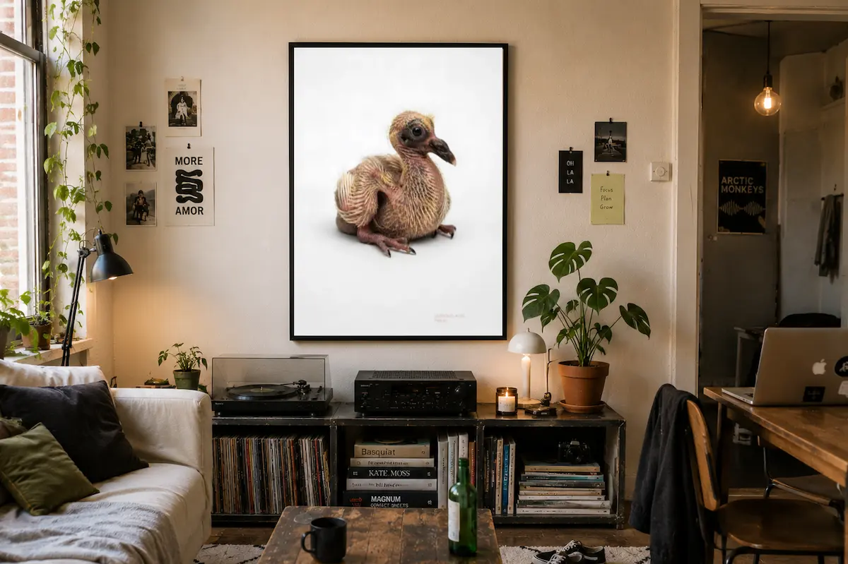 Pigeon vist som vægkunst